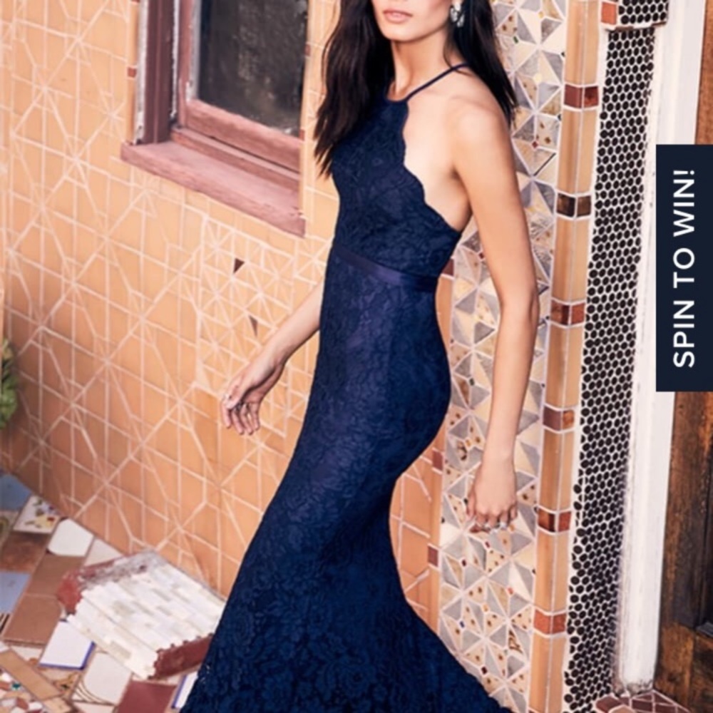 Lulus Zenith Navy Blue Lace Maxi Dress by Lulus Medium